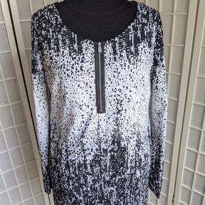 Long Sleeve Black/White Pattern Dress